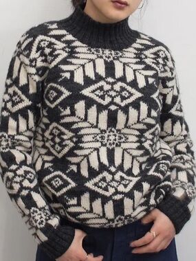 Vintage Ralph Lauren Hand Knit 100% Worsted Wool Fair Isle Nordic Sweater